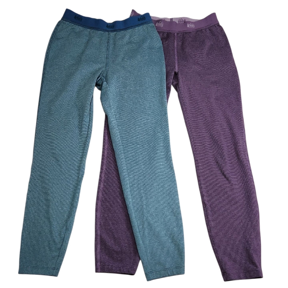 REI Co-op Midweight Base Layer 2 Piece Bottoms In Teal & Purple Girls Small Sz 8
